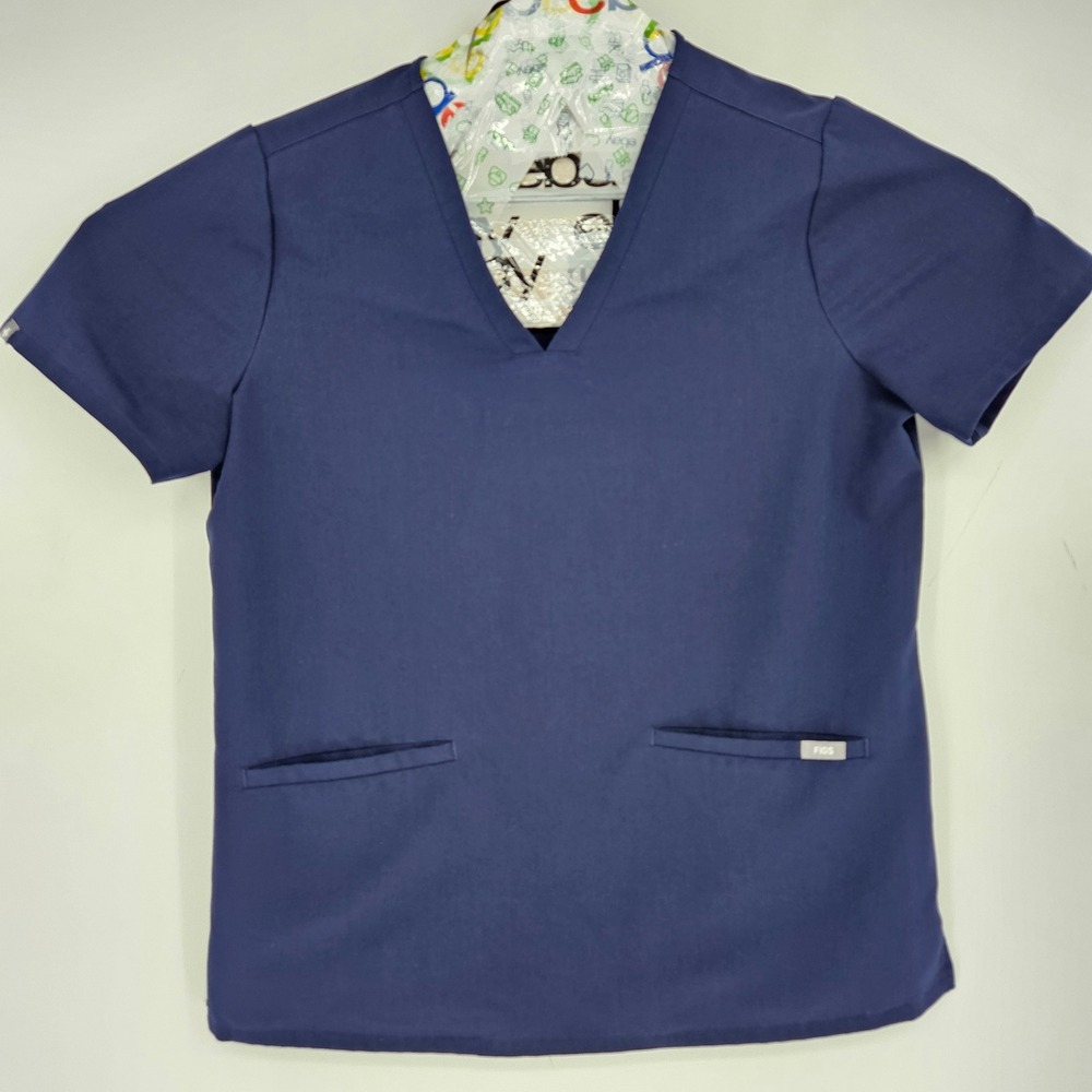 Figs Scrub Top Womens Large Casma‎ Three Pocket Technical Navy Blue Uniforms